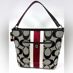 Coach OP Art Stripe Hobo/Shoulder Bag  Excellent Preowned